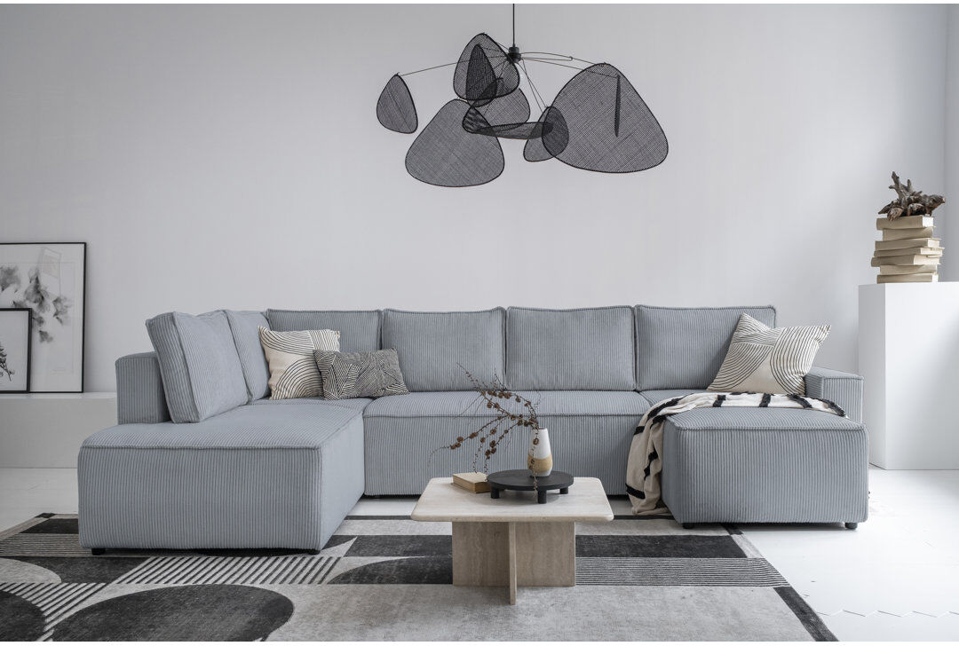 MiuForm 8 Seater Sofa Bed Light Grey 87cm H X 322cm W X 194cm D