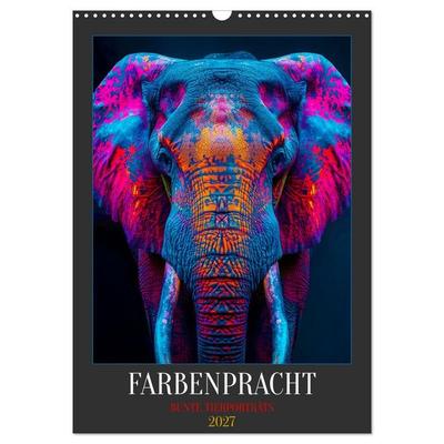 Farbenpracht - Bunte Tierporträts (Wandkalender 2027 DIN A3 hoch), CALVENDO Monatskalender