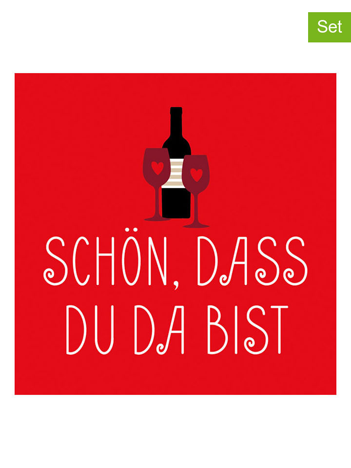 ppd 2er-Set: Servietten "Schön, dass..." in Rot - 2x 20 Stück - onesize