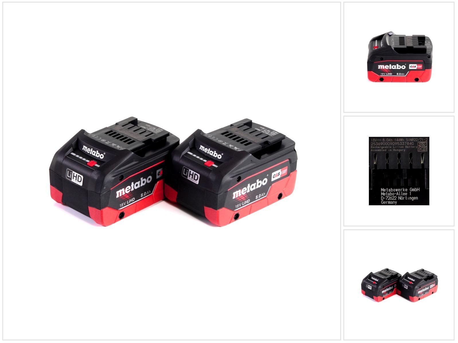 Metabo basis accuset 18V met 2x LiHD 8.0Ah accu