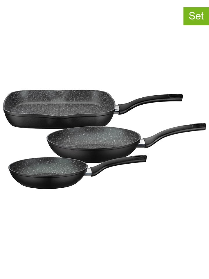 GSW 3tlg. Pfannen-Set ''Gourmet'' in Schwarz - onesize