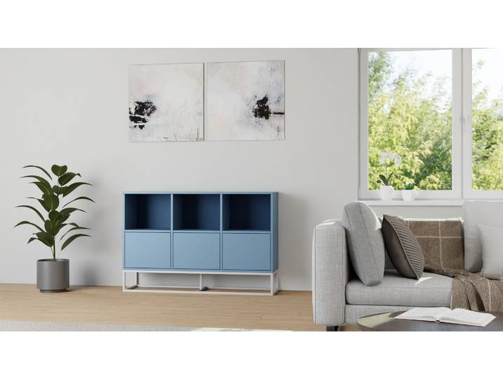 Buffet à disques avec façades MDF Peint Bleu pigeon
