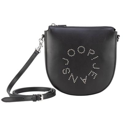 Schultertasche JOOP JEANS "giro borchia stella shoulderbag svz", Damen, Gr. B/H/T: 22cm x 21cm x 5,5cm, schwarz, Lederimitat, Taschen Schultertasche, Damen Umhängetasche, Clutch mit nietenbesetzem Logoschriftzug