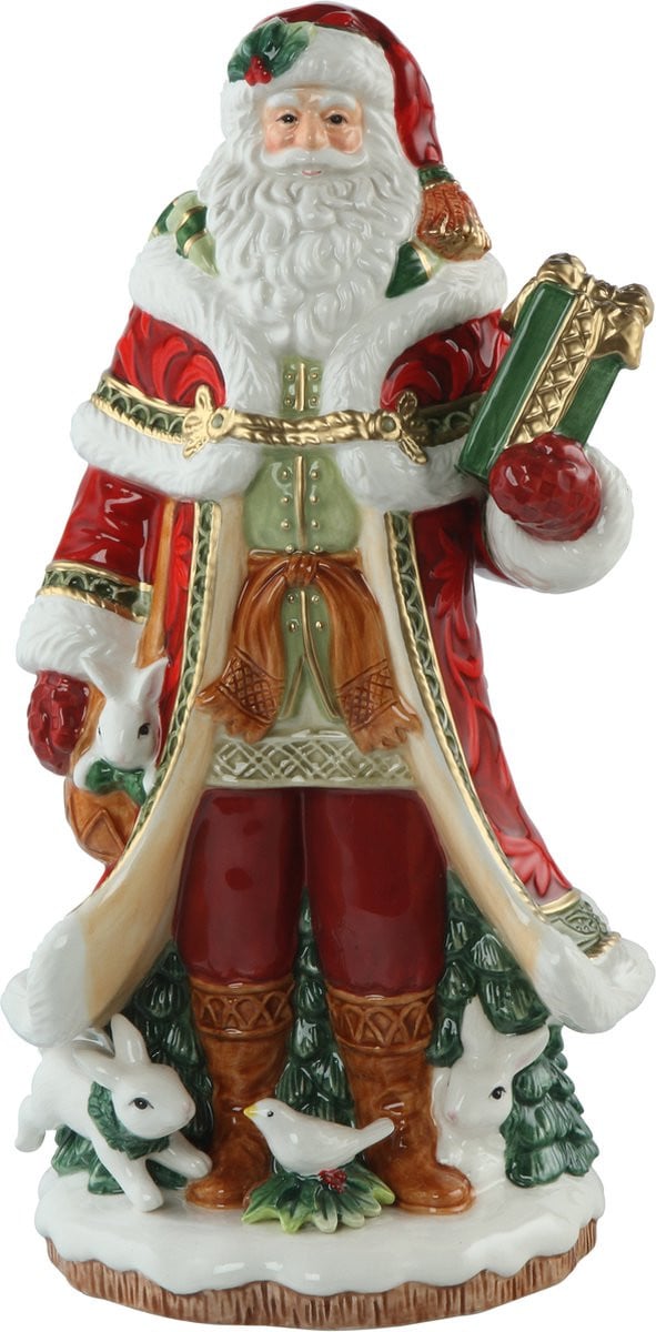 Goebel Fitz and Floyd Decoratief beeld Kerstman met cadeau Aardewerk Hoogte: 32 cm