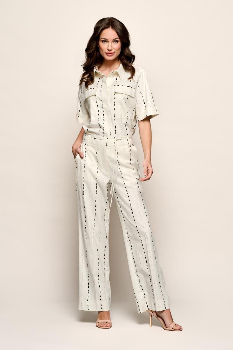 Paige Print Broek Offwhite / Zwart