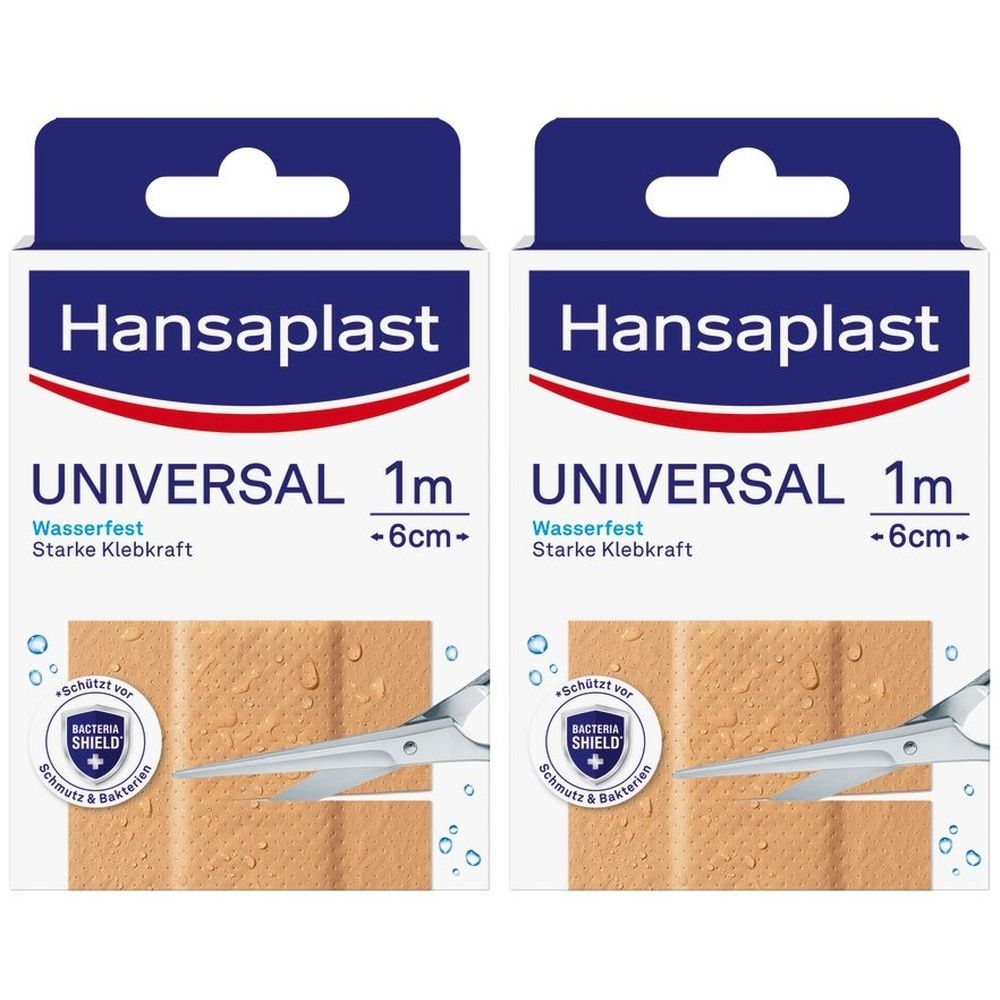Hansaplast Universal Pflaster wasserfest 6 cmx1 m 2x 2x1 St