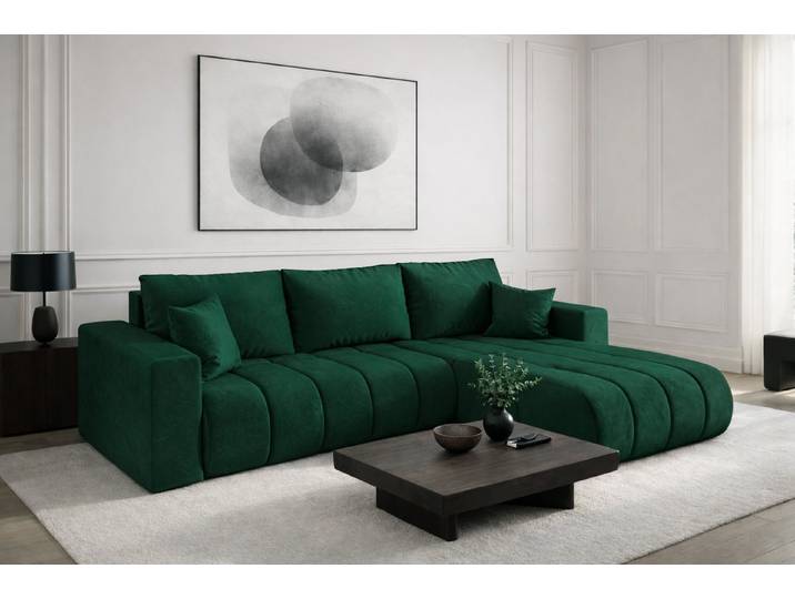 Kaiser Möbel Ecksofa Sofa L-form mit Schlaffunktion im Veloursstoff Monolith MILO PREMIUM, Ecksofa, Hydrophobe Beschichtung,Pflegeleicht,Abriebfest,Modernes Design