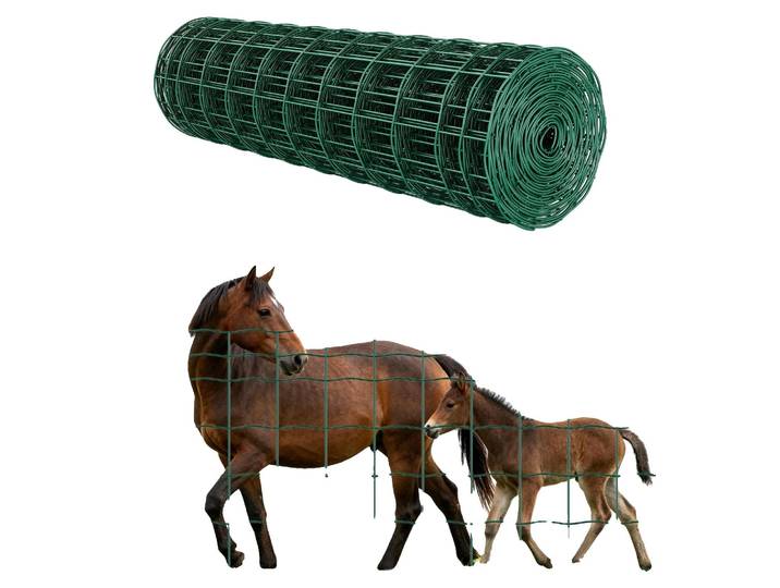 Clôture de jardin VEVOR\, 1 x 20 m\, clôture en treillis métallique (2\,1 mm)\, clôture en fil d'acier galvanisé pour bovins\, porcs et moutons\, clôture pour bétail recouverte de vinyle pour enclos\, fil de cage\, clôtures de jardin\, vert