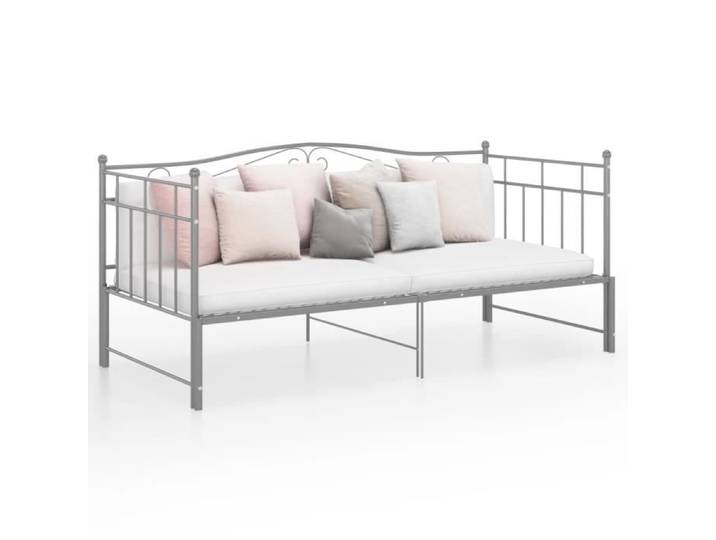 Canapé-lit extensible - FR4675 - Gris métal - Structure métal - 90 x 200 cm