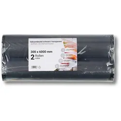 VEPATIM 4 Vakuumbeutel auf der Rolle PA/PE 300 x 6000 mm goffriert schwarz/transparent 90 my 2 Rollen