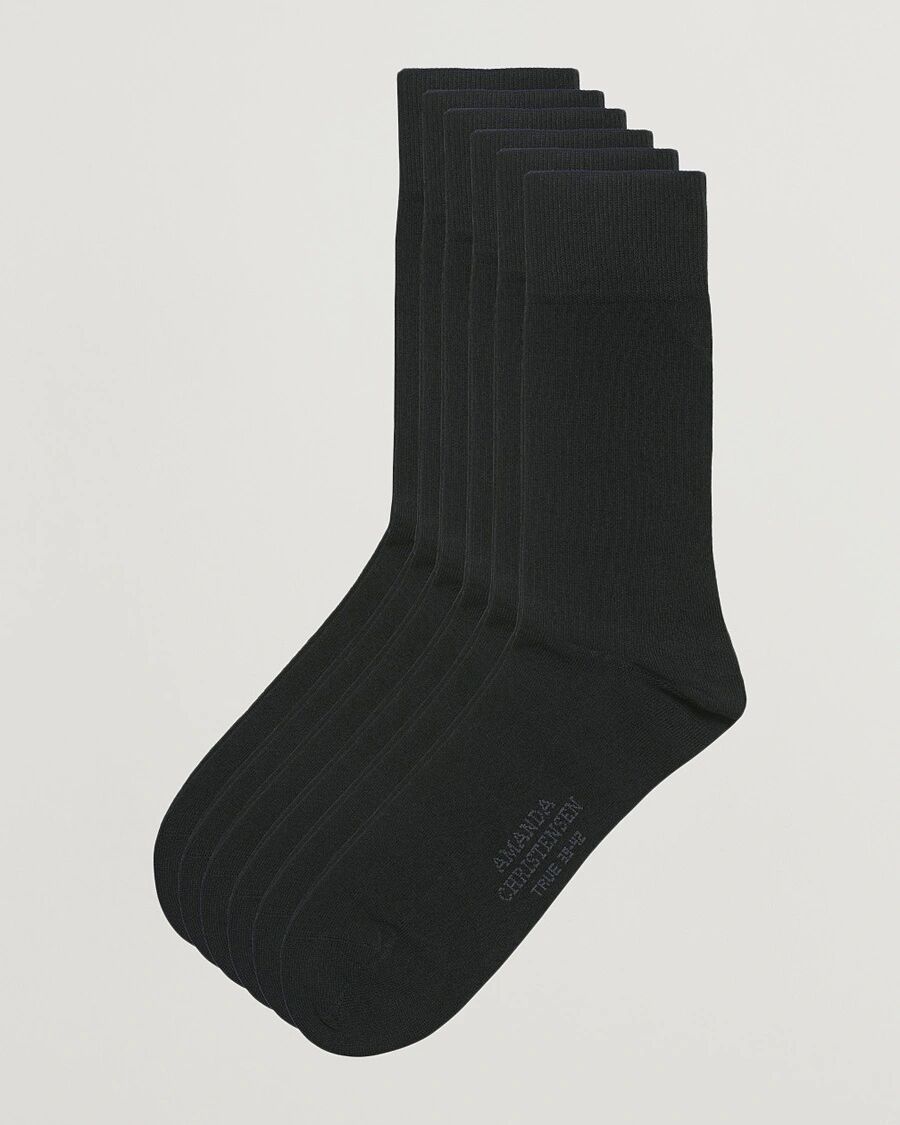 Amanda Christensen 6-Pack True Cotton Socks Black