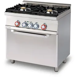 2-Flammen-Kombi-Herd mit elektrischem Multifunktionsbackofen. Abmessungen 80x60 h90 cm. Modell CFM2-68GEM