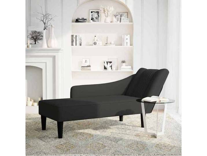 “Winter Sale TOP Fauteuil long Noir - Fauteuil long avec accoudoir droit noir velours PRO61993