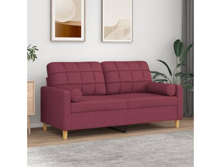 HEFZGDB Modernes 2-Sitzer-Sofa 140 cm Weinrot Stoff mit Zierkissen, strapazierfähiges Metallgestell und abnehmbare Bezüge für Komfort und Langlebigkeit, atmungsaktives Sofa Polsterung