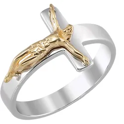 trendor 21812 Damenring 925 Silber Rhodiniert Ring mit Kruzifix, 54/17,2