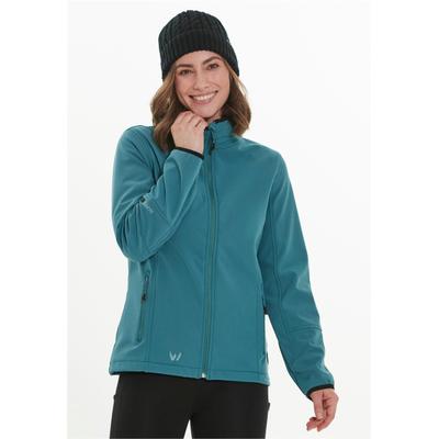 Softshelljacke WHISTLER "Covina", Damen, Gr. 44, grün (grün, grau), 94% Polyester, 6% Elasthan, unifarben, normal, hoch geschlossener Ausschnitt, Jacken Softshelljacke, mit wasser- und winddichtem Funktionsmaterial