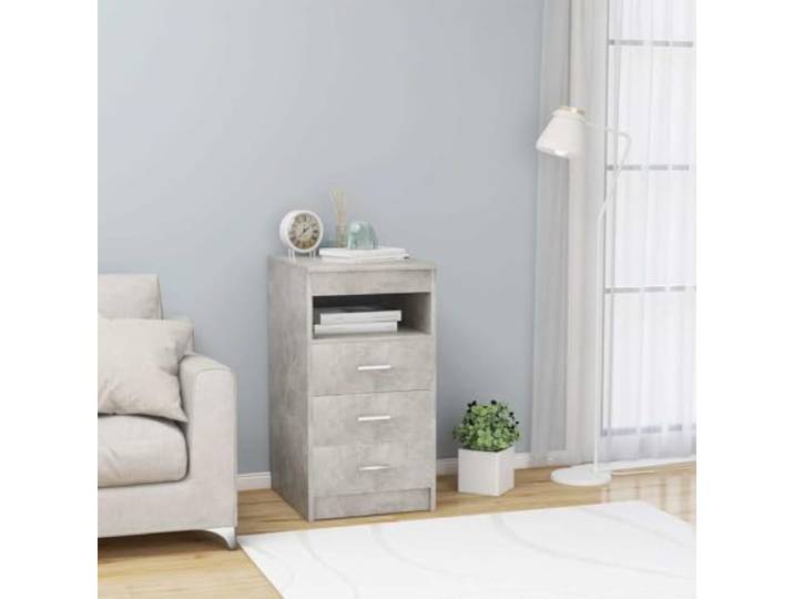HPUYRFG Sideboard mit Schubladen Betongrau 40x50x76 cm Holzwerkstoff Stauraumwunder, 3 Schubladen, offenes Regal, pflegeleicht, einfache Montage, vielseitig nutzbar
