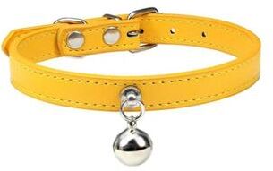 Uplift Essentials Colorful Adjustable Leather Pet Collar With Metallic Safety Bell gold s