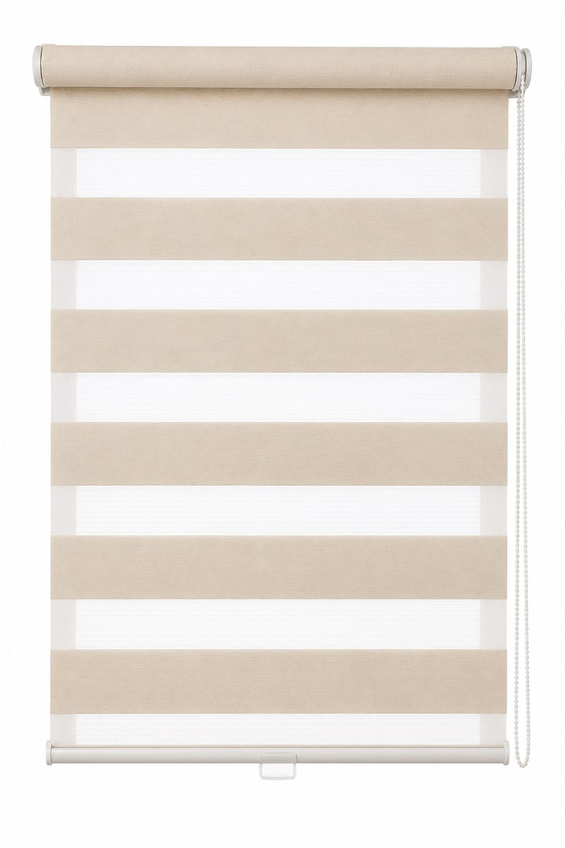 Madecostore Must Duo Rolgordijn Dag en Nacht - Beige - Breedte: 60 cm, Hoogte: 220 cm