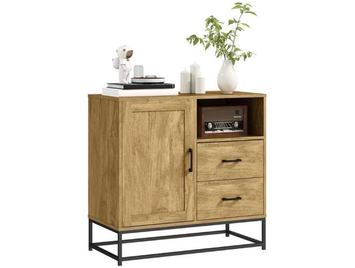 Buffet meuble de rangement - HOMCOM - 2 tiroirs - compartiment ouvert - étagère réglable - 80x40x78 cm - naturel