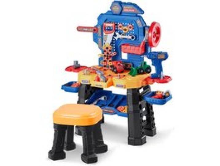 VEVOR Kinder-Werkbank, 181-teilig, Werkzeugbank mit realistischen Werkzeugen und elektrischer Bohrmaschine, Bauwerkzeuge für Kinder, Kleinkind-Werkbank-Lernspielzeug für Kinder ab 3 Jahren