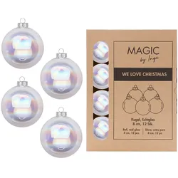 12 Weihnachtskugeln 8cm Glas Christbaumkugeln Weihnachtsbaumkugeln Set klar