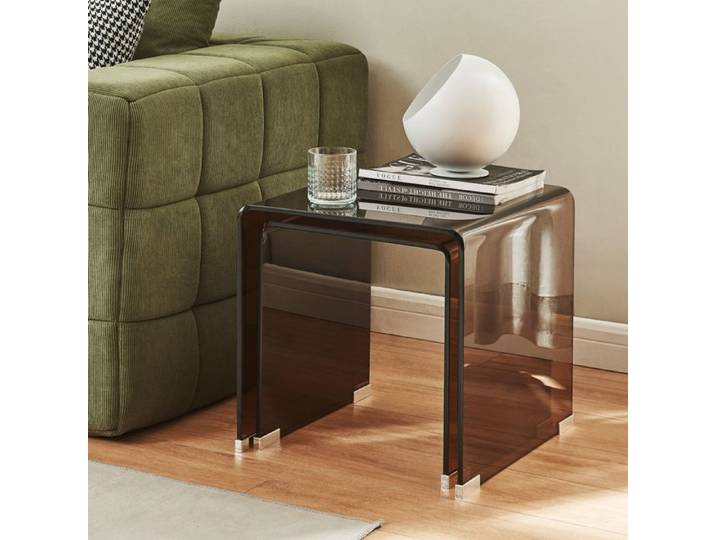 Ensemble de 2 tables gigognes Kariengem marron