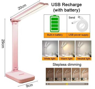 Uplift Picks LumiFlex Rechargeable Foldable Touch LED Desk Lamp With Three Brightness Levels pink (rechargeable)