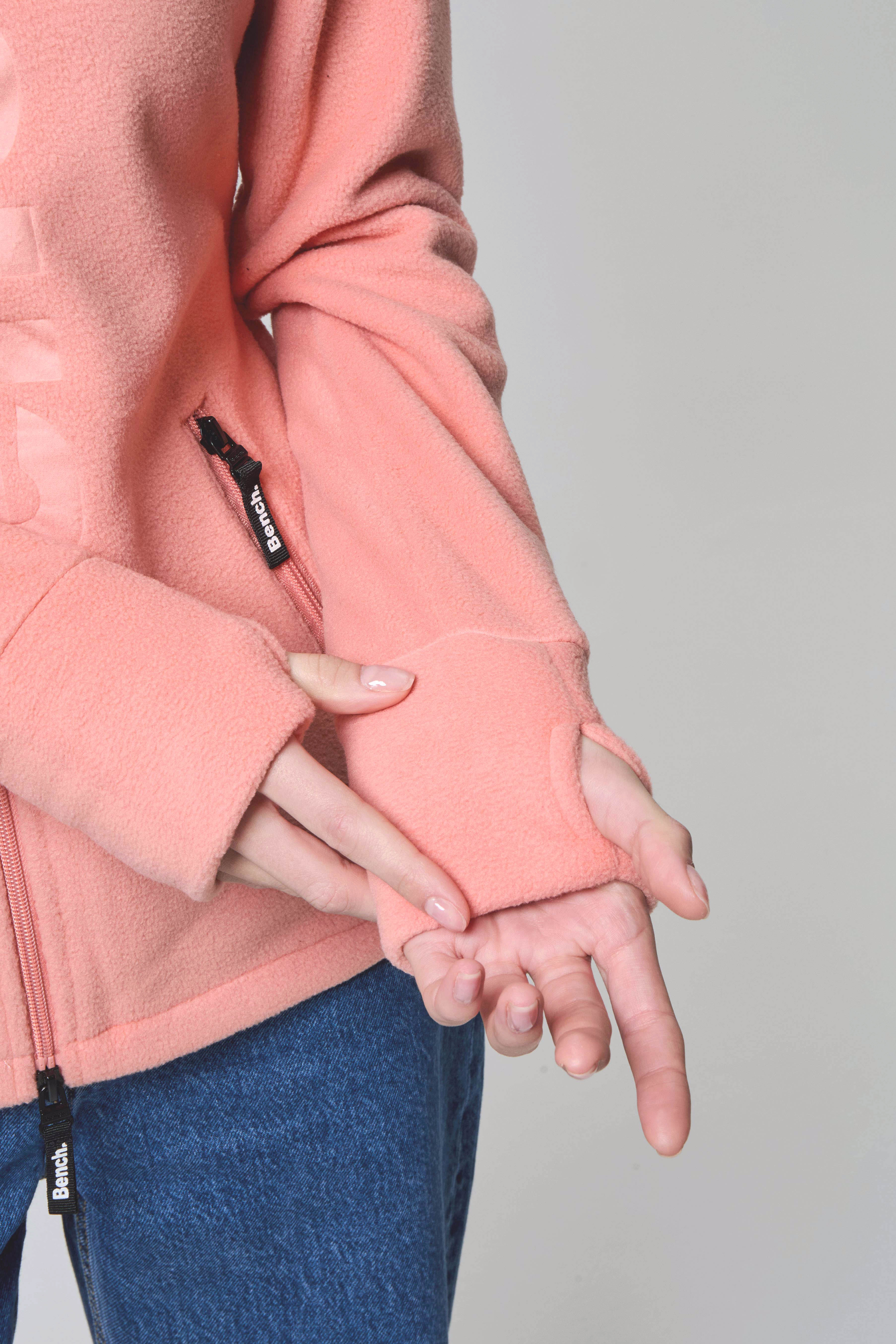 Fleecejacke BENCH. "FINISH", Damen, Gr. 38, orange (coral), Fleece, Obermaterial: 100% Polyester, unifarben, figurbetont, mit Daumenlöchern, Jacken Fleecejacke, mit Logodruck coral 38