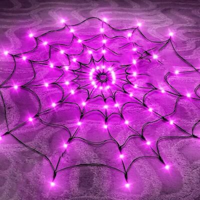 Inspired Finds Halloween LED Spider Web String Lights Ghost Festival Atmosphere Decoration purple 1.2m