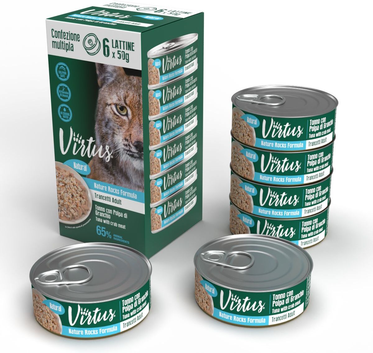 Virtus Cat Natural Multipack 6X50G TONNO CON POLPA DI GRANCHIO