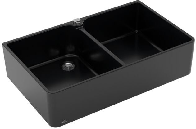 Villeroy und Boch Spülstein Doppelbecken 639002S5 Ablaufgarnitur mit Exzenterbetätigung, Ebony
