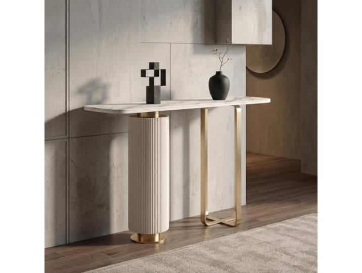 Konsolentisch mit Metallrahmen, schmaler Flurtisch für Eingangsbereich Stabiler Metallrahmen, platzsparendes Design, vielseitiger Sofatisch, pflegeleicht(150cm (59.1 ))