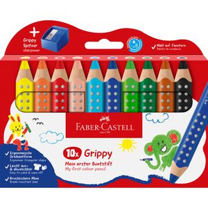 Faber-Castell Buntstifte Grippy, 110636, farbig sortiert, inkl. Spitzer, 10 Stück