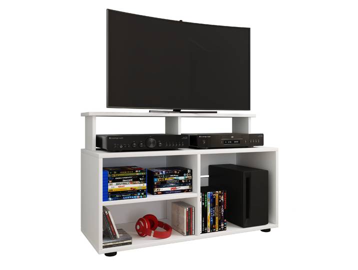 Wohnzimmertisch VCM TV Lowboard Fernsehschrank Konsole Balansia , weiß, B:90cm T:36cm, Regale, TV-Board