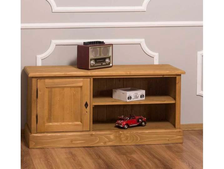 Braunes Landhaus Lowboard aus Massivholz