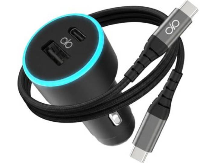 Force Power - Chargeur Allume Cigare 65w Usb-A + Usb-C + Cable Usb-C/C 1.2m