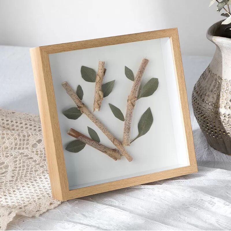 INF Quadratischer Schattenrahmen aus Naturholz – Ideal für DIY-Trockenblumen- und Pflanzenausstellungen 8 Zoll