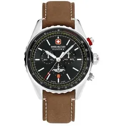 SWISS MILITARY HANOWA - AFTERBURN CHRONO - Lederarmband - dark brown - black dial