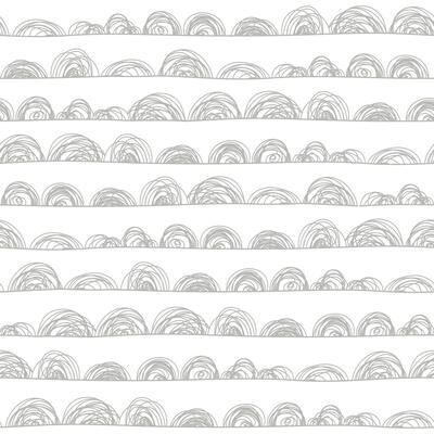 RoomMates White & Grey Doodle Scallop Peel and Stick Wallpaper