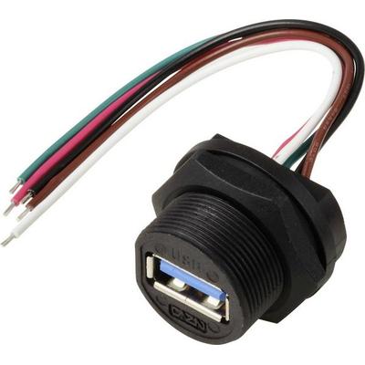 USB 2.0-Buchse für die rückseitige Montage mit Draht IP67 (Gewinde) Kabel 0,1m TC-E13T-FU2-PWF-0.1PV Wasserdichtes