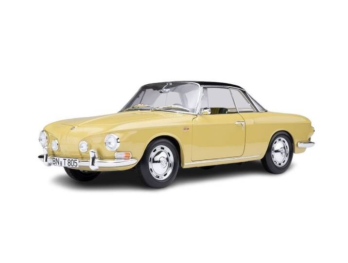 Norev Modellauto VW Karmann Ghia 1500 Typ 34 1961 gelb schwarz, Maßstab 1:18