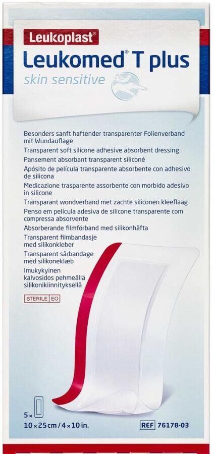Leukoplast Leukomed T Plus Skin Sensitive 10x25 cm Medicinsk udstyr 5 stk