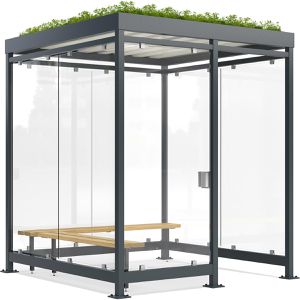 WSM Personenunterstand Professional Köln K2 c/b, anthrazit, 3 Wände + Windfang aus Glas, 217 x 217cm (B/T), für 4 Personen