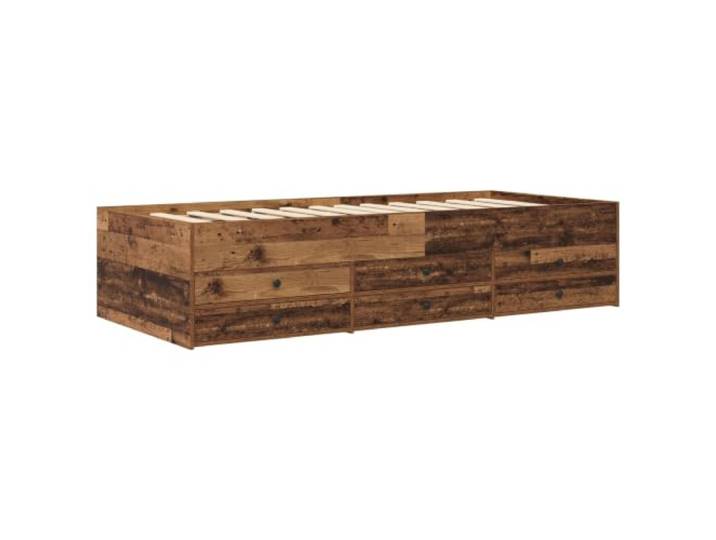 KTHLBRH Bettgestell mit Schubladen, 80 x 200 cm, antikes Holz Engineered Holz, feste Latten, 140 kg Kapazität, Schiebetüren