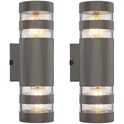 Wandleuchte innen Wandlampe Up Down Wandleuchte anthrazit 2 flammig, Glas, Kunststoff, 2x E27 Fassungen, HxBxT 22x6,5x9,5 cm, 2er Set