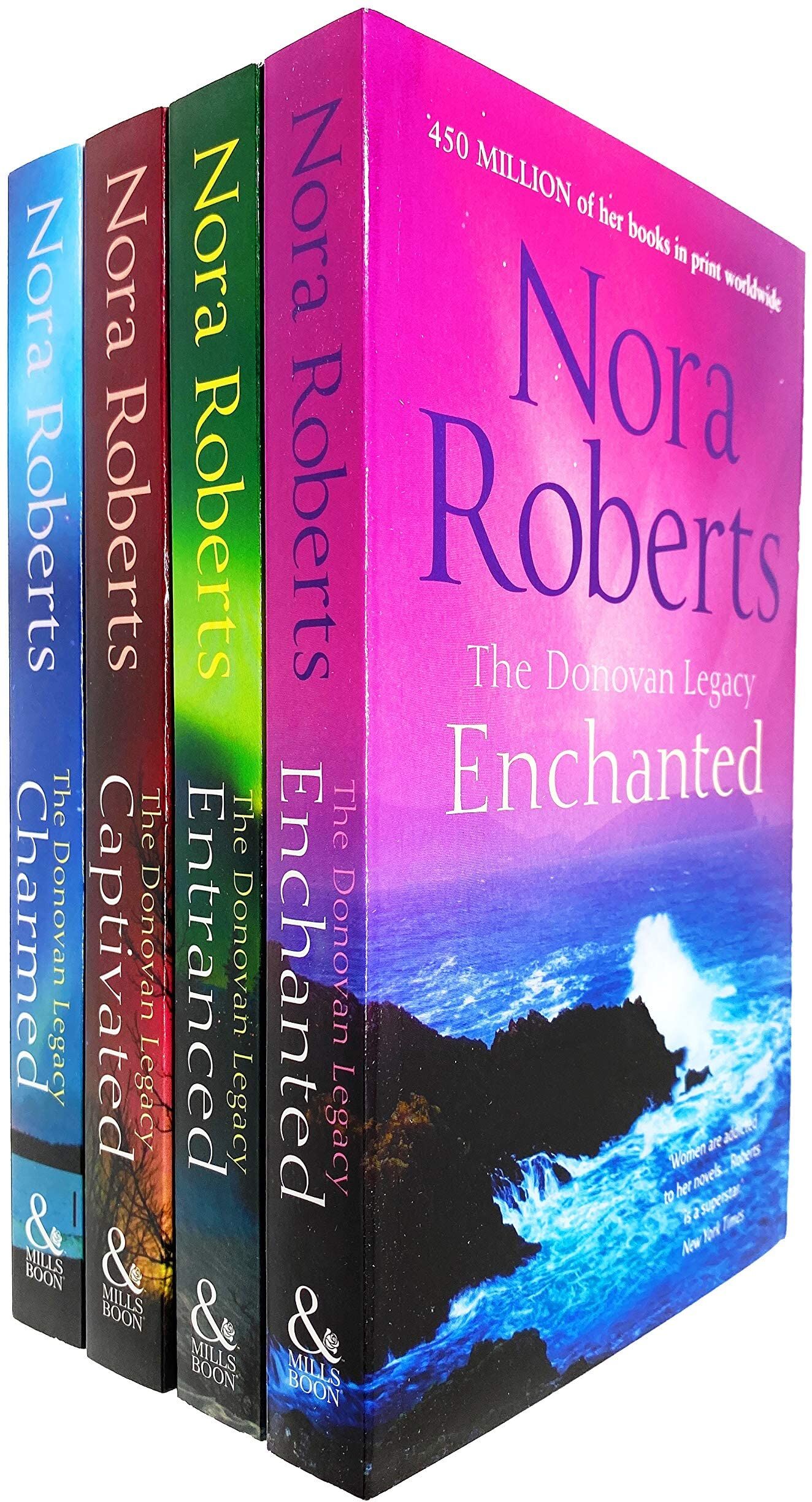 Boon The Donovan Legacy Series by Nora Roberts 4 Book Collection Set (Enchanted, Entranced, Captivated, Charmed) - Paperback Romance Fiction