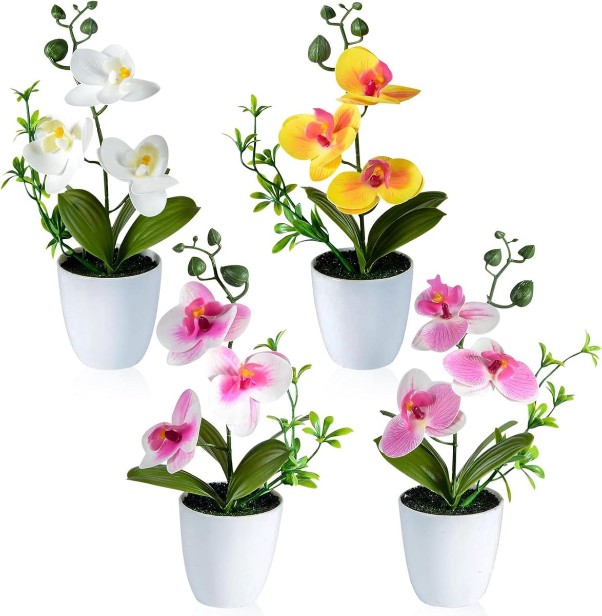 Phalaenopsis kunstplant met wit roze bloemen in pot