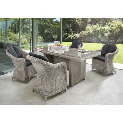 Garten-Essgruppe DESTINY "MALAGA LUNA", weiß (vintage weiß), Polyester, Sitzmöbel-Sets, Aluminium, Polyrattan, Topseller