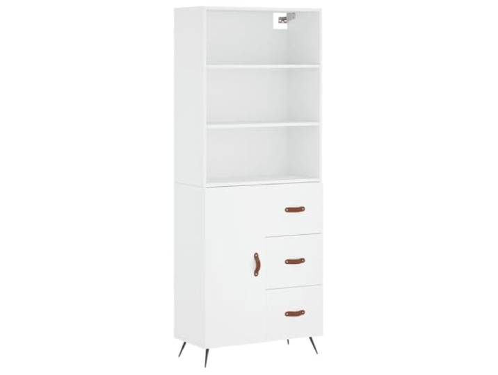 HGFDVCMR Highboard Weiß 69,5x34x180 cm Holzwerkstoff Schrank 2-teilig Schlankes Design für Wohnzimmer und Flur mit Stabilität durch Eisenfüße und viel Stauraum hinter der Tür.